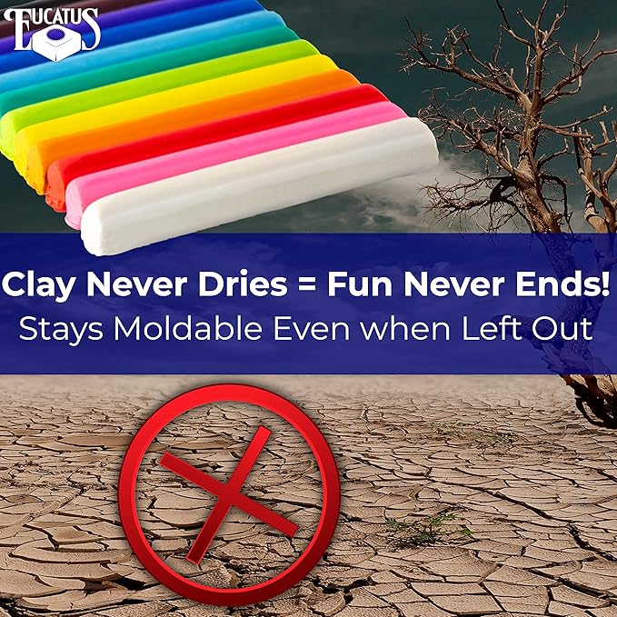 Extra Soft, Endlessly Reusable Kids Modeling Clay 12 Pk. Non Toxic, Rainbow Color Play Dough Blocks for Creative Fun For Child Artists. Long Lasting Putty Great for Art, Schools, Playgrounds and Gifts