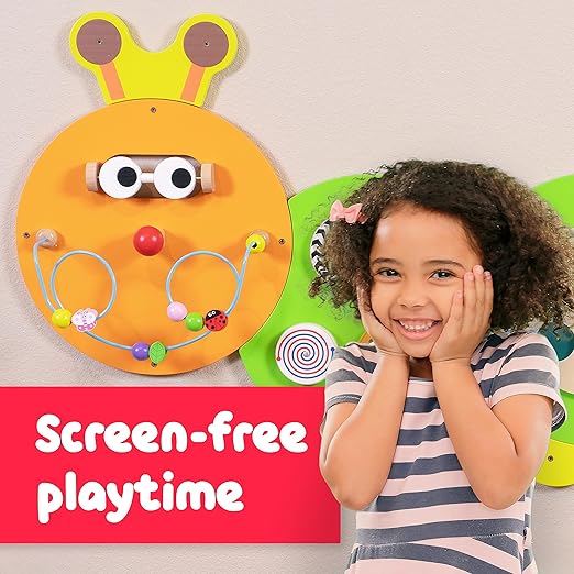 SPARK & WOW Caterpillar Activity Wall Panels | Ages 18m+ | Montessori Sensory Wall Toy | 8 Activities | Busy Board | Toddler Room Decor