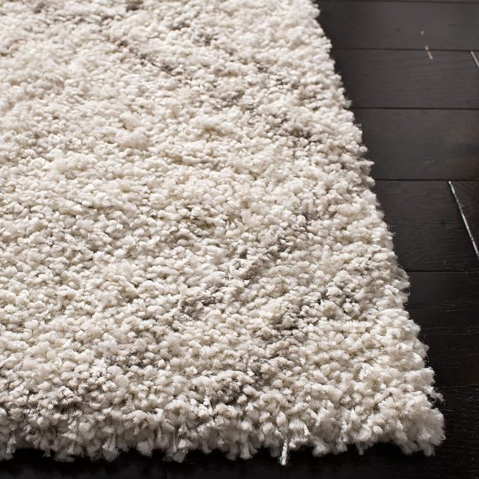 SAFAVIEH Arizona Shag Collection 2'3" x 14' Ivory/Beige ASG744A Moroccan Diamond Non-Shedding 1.6-inch Thick Living Room Dining Entryway Foyer Hallway Runner Rug