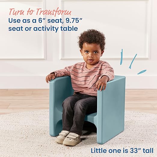 ECR4Kids Tri-Me 3-In-1 Cube Chair, Kids Furniture, Powder Blue