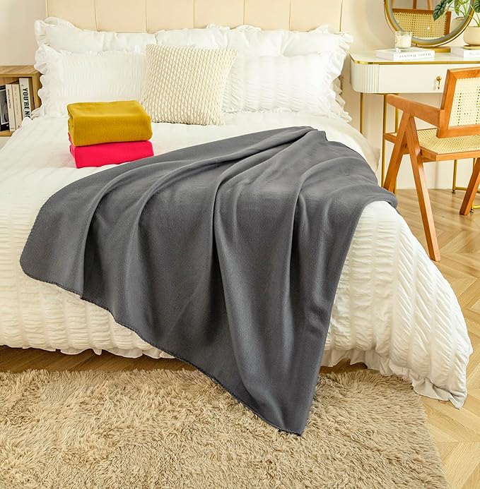 Special SG Glory Fleece Throw Blankets Bulk Fleece Blankets Solid Wholesale Lightweight Warm Soft for Pet Bed Sofa Couch Office Wedding Gifts Travel Seasons (Mineral Grey,Pack of 6 50x60 Inches)