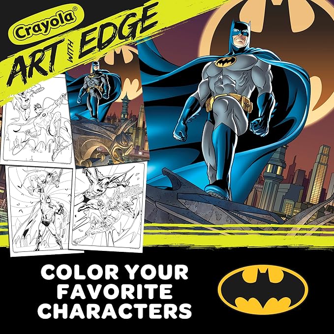 Crayola Art with Edge Batman Coloring Pages (28pgs), Includes 1 Batman Poster, Adult Coloring, Batman Collectable, Batman Gift
