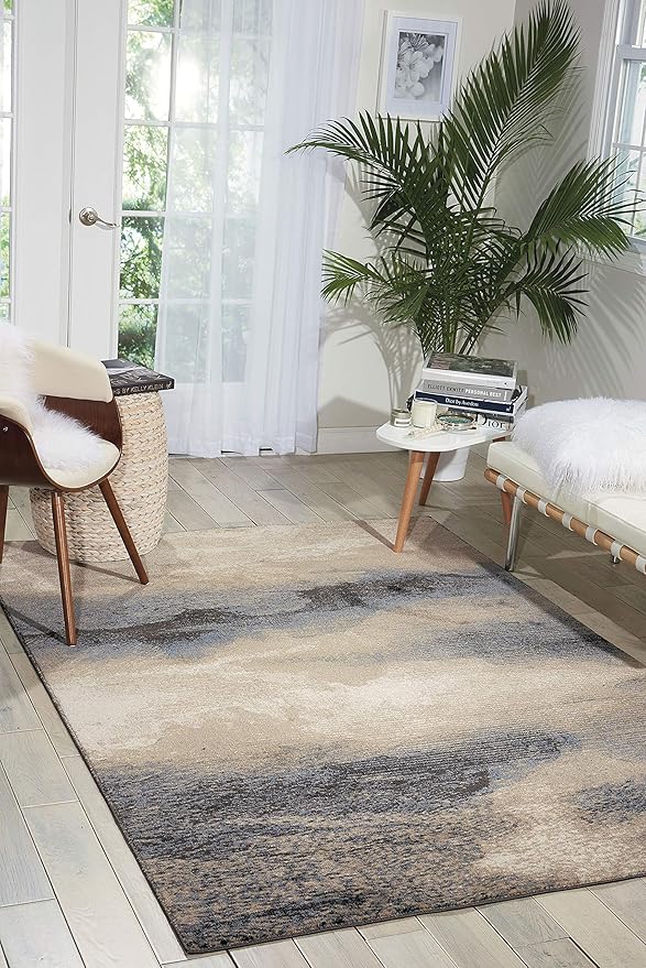 Nourison Maxell Nourison Flint 3'10" x 5'10" Area Rug, Easy Clean, Non Shedding, Bed Room, Living Room, Dining Room, Kitchen (4x6)
