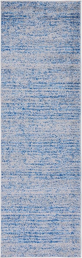 SAFAVIEH Adirondack Collection Runner Rug - 2'6" x 20', Blue & Silver, Modern Abstract Design, Non-Shedding & Easy Care, Ideal for High Traffic Areas in Living Room, Bedroom (ADR117D)