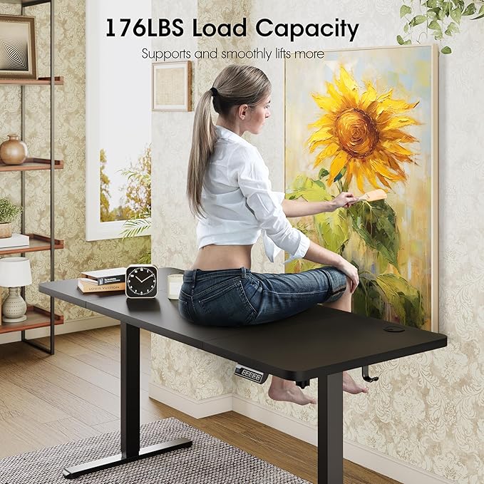 Monomi Electric Standing Desk, 71 x 31.5 inches Height Adjustable, Ergonomic Home Office Sit Stand Up Desk with Memory Preset Controller (Black Top/Black Frame)