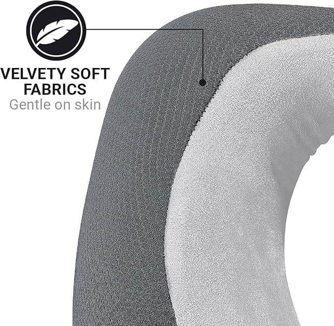 American Dreamer, Deluxe Travel Pillow, Comfortable Memory Foam Neck Pillow for Uninterrupted Sleep, Ideal for Airplane, Bus, Car, and Train, Travel Essentials, Made in USA, Gray