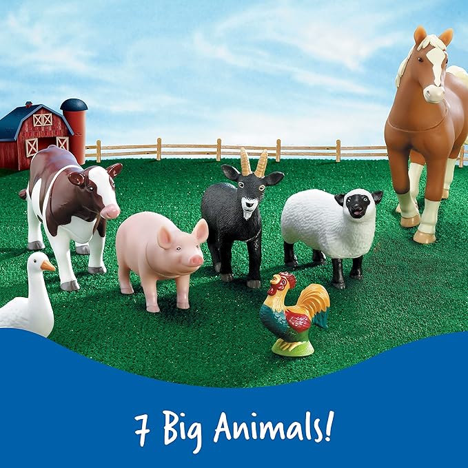 Learning Resources Jumbo Farm Animals, Animal Toy Set for Toddlers, 7 Pieces, Ages 18 Mos+