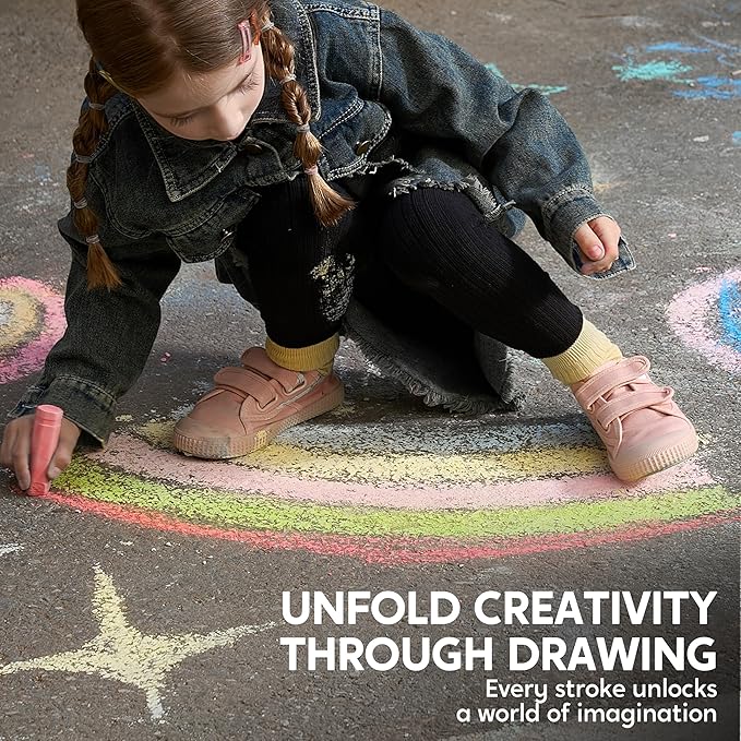 16 PCS Sidewalk Chalks Set Non-Toxic Washable Jumbo Chalk Bulk for Toddlers 1-3, Painting on Chalkboard, Driveway and Playground, Outdoor Activities, Gift for Kids, School Supplies