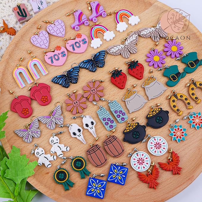 Puocaon Mushroom Polymer Clay Cutters - 6 Pcs Cactus Desert Scene Clay Cutters for Earrings, Cottagecore Mushroom Polymer Clay Cutters for Jewelry Making, Sunrise Western Clay Cutters for Jewelry