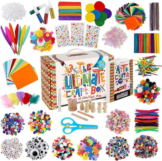 3000+ Pcs Arts and Crafts Supplies & Materials for Kids - Ultimate Bulk Craft Kit for Boys & Girls with 99 Activities Book for Ages 3-5, 4-6, 6-8, 8-12