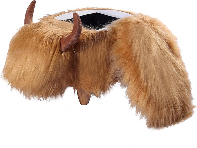 GIA Kids Ottoman with Storage, Foot Stand and Wooden Legs, MacGregor Highland Cow, Brown