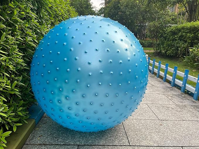Large Sensory Massage Ball for Kids, 33.5" 85CM Bouncy Exercise Ball for Toddlers, Big Inflatable Ball with Tactile Spikes, Outdoor Ball Pool Ball Yoga Ball, Large Beach Ball (1 SET Bluish Gray BALL)