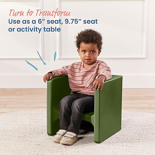 ECR4Kids Tri-Me 3-In-1 Cube Chair, Kids Furniture, Hunter Green