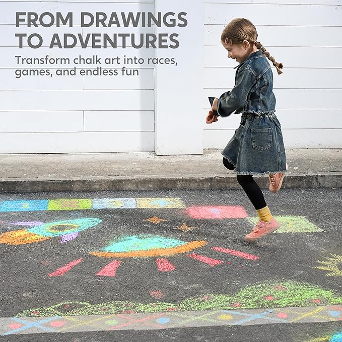 JOYIN 144 PCS Cone Shaped Washable Sidewalk Chalks, Non-Toxic Jumbo Colored Chalk for Toddlers 1-3, Painting for Outdoor Art, School Supplies, Classroom Must Haves