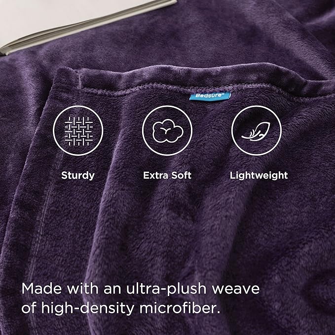 Bedsure GentleSoft Fleece Blanket Twin Size Purple - 300GSM Lightweight Plush Fuzzy Cozy Soft Warm Blanket for Bed, Sofa, Couch, Travel, Camping, 60x80 inches