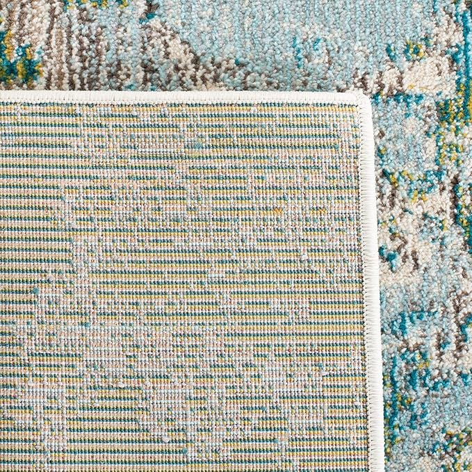 SAFAVIEH Madison Collection Runner Rug - 2'2" x 10', Green & Blue, Modern Abstract Design, Non-Shedding & Easy Care, Ideal for High Traffic Areas in Living Room, Bedroom (MAD499X)