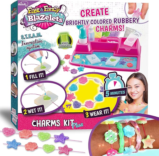 Fast and Fancy Blazelets, Create Colored and Rubber Charms in just 5 Minutes, Innovative Bracelet & Jewelry Maker kit, Arts & Crafts, Ages 6+, Toys for Girls, Girl Gifts, Kids Crafts