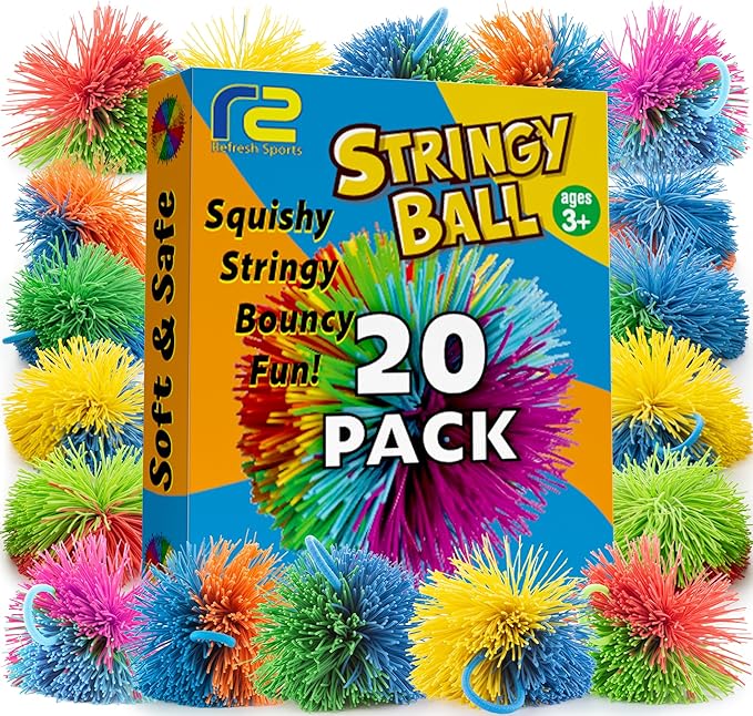 Fidget Toys - Original Soft & Stretchy Ball Bulk 20 Pack - Easter Basket Gifts for Boys & Girls All Ages - Sensory Balls Monkey Stringy Ball 90s Toys - Sensory Toy Gift Fidgets for Kids - Kooosh Balls