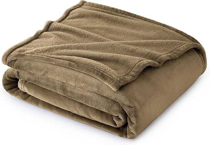 Bedsure GentleSoft Fleece Blanket Twin Size Camel - 300GSM Lightweight Plush Fuzzy Cozy Soft Warm Blanket for Bed, Sofa, Couch, Travel, Camping, 60x80 inches