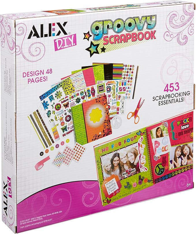 Alex Craft Groovy Scrapbook Kids Art and Craft Activity, Design 48 Pages, Allows Children to be Creative and Use their Imagination, Super Fun & Easy, For Ages 6 and up