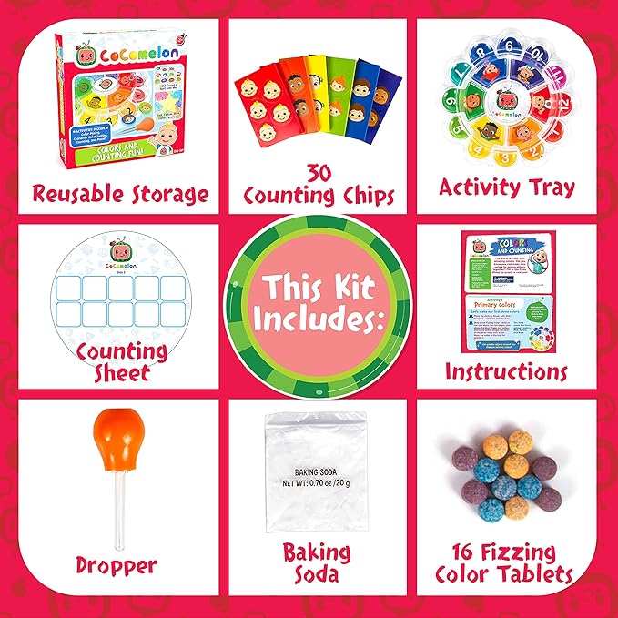 Cocomelon Color Science Kit - 5 Kids Science Experiments of Mixing, Sorting and Counting - Color Chemistry Lab Set for Kids - Educational Learning STEM Science Kits