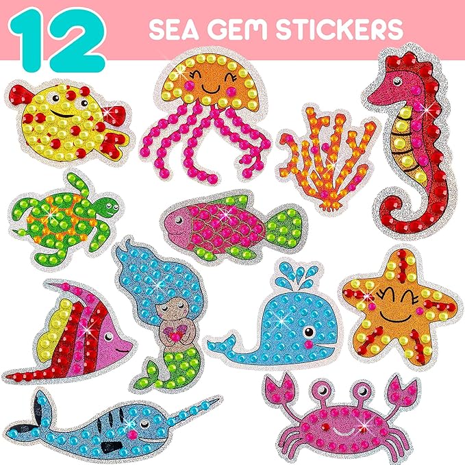 Blue Squid Diamond Art Kits for Kids – Fun & Easy DIY 5D Gem Art Gift Set for Keychains, Stickers, Sun Catchers - Diamond Painting Arts & Crafts Kit for Kids, Girls, Boys Ages 6 7 8 9 10 11 12