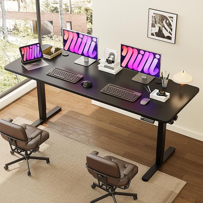 Monomi Electric Standing Desk, 79 x 31.5 inches Height Adjustable, Ergonomic Home Office Sit Stand Up Desk with Memory Preset Controller (Black Top/Black Frame)