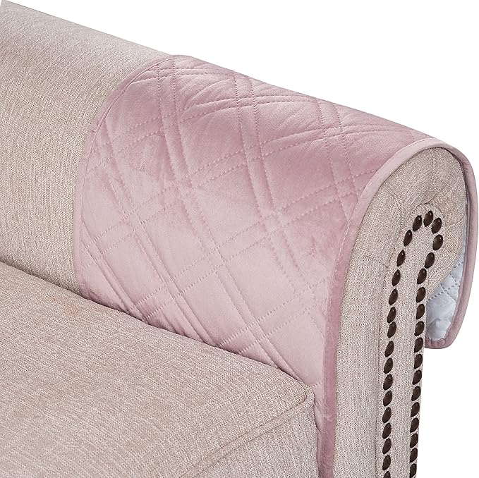 Brilliant Sunshine Pink Velvet Couch Sofa Armrest 5 Pockets Organizer, Slip Resistant Recliner Armchair Caddy, Washable Remote Controls Holder, Storage for Magazine, Tablet, iPad, 35×13", Silver Pink