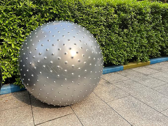 Large Sensory Massage Ball for Kids, 33.5" 85CM Bouncy Exercise Ball, Big Inflatable Ball with Tactile Spikes, Outdoor Ball Pool Ball Yoga Ball, Large Beach Ball (1 SET GREY BALL)