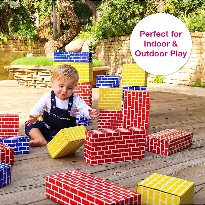 Edushape Cardboard Baby Blocks for Toddlers, 36 Pieces - Edu-Blocks Durable Multi-Colored Toddler Blocks for Building & Learning - Stacking Blocks Building Blocks for Daycares and Preschools