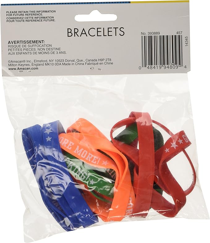 Amscan Football Team Bracelets , Black and Green, 8 Pcs