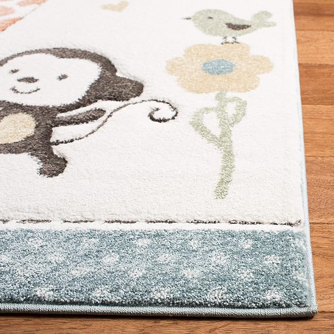 SAFAVIEH Carousel Kids Collection Runner Rug - 2'3" x 12', Ivory, Animal Design, Non-Shedding & Easy Care, Ideal for High Traffic Areas for Boys & Girls in Playroom, Nursery, Bedroom (CRK120A)