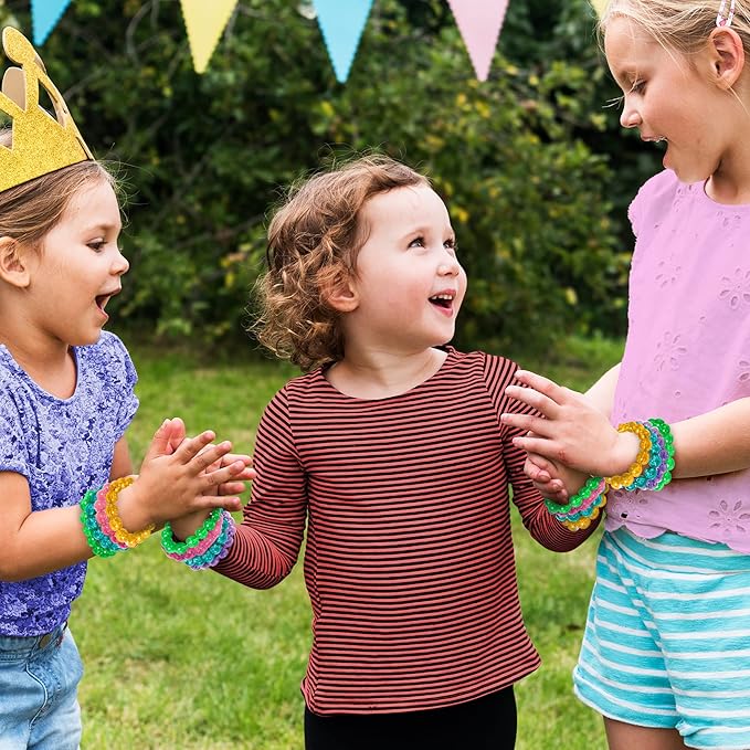 ArtCreativity Bead Bracelets for Kids- 12 Pack- Toy Jewelry Wristbands for Girls- Assorted Colors- Cute Birthday Favors, Party Decorations and Giveaways, Goody Bag Fillers, Dress Up Accessories