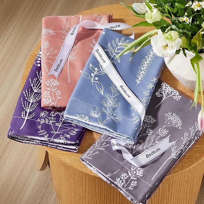 Bedsure Twin/Twin XL Comforter Set - Dark Purple Bed Set, 2 Pieces Cute Floral Bedding, 1 Soft Reversible Botanical Flowers Comforter and 1 Pillow Sham