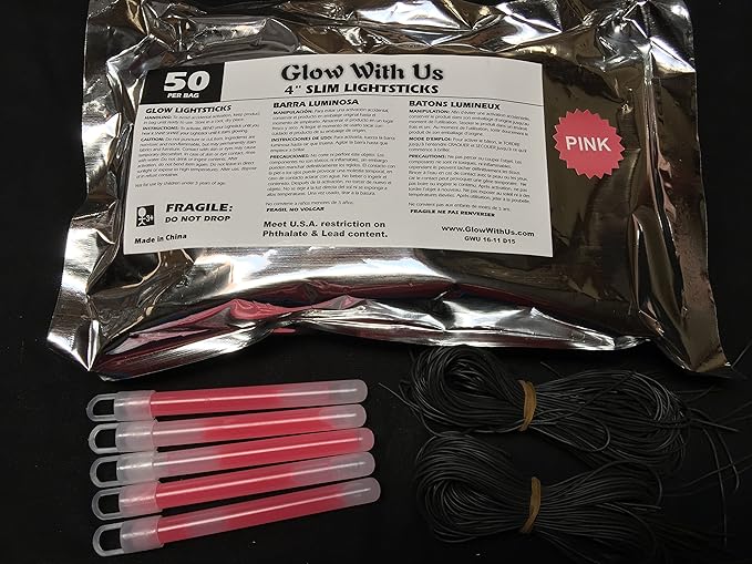Glow Sticks Bulk Wholesale, 1000 4” Pink Glow Stick Light Sticks. Bright Color, Kids Love Them! Glow 8-12 Hrs, 2-Year Shelf Life, Sturdy Packaging, GlowWithUs Brand…