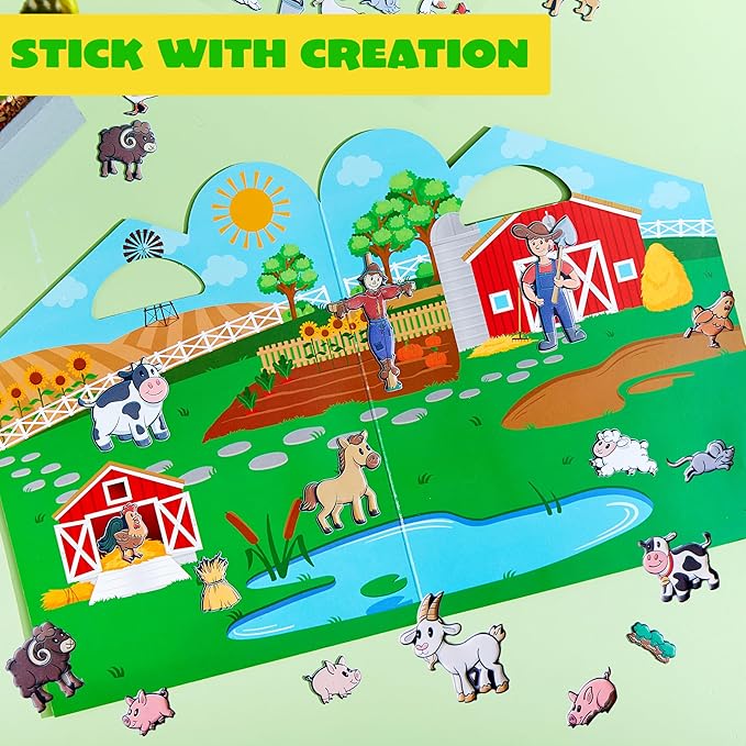 JOYIN 3 Pcs Activity Books for Kids, Make a Face Reusable Stickers, Hidden Pictures Books, Travel Toys for Boys Girls