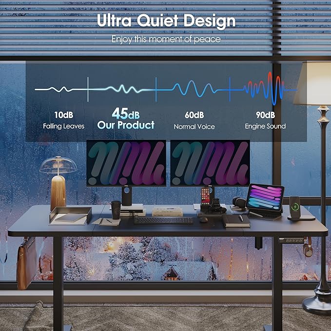 Monomi Electric Standing Desk, 63 x 28 inches Height Adjustable Ergonomic Home Office Sit Stand Up Desk with Memory Preset Controller (Black Top/Black Frame)