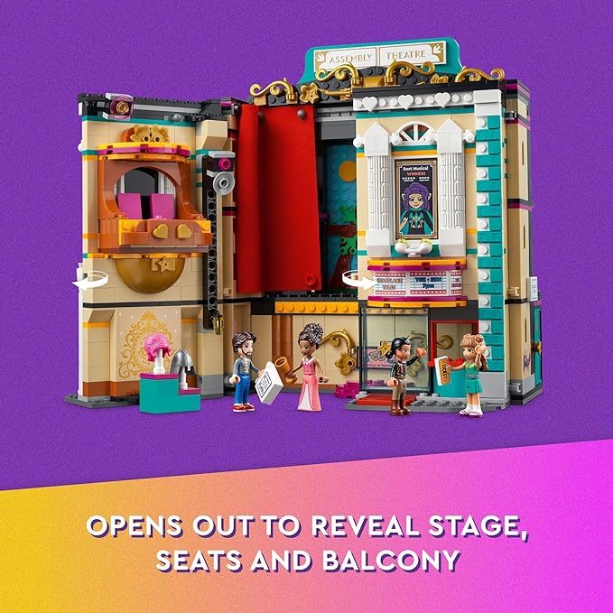 LEGO Friends Andrea's Theater School Playset, 41714 Creative Pretend Play Theater Toy, Gift Idea for Kids Girls Boys 8+ Years Old, Theater with Curtains, Lighting, Props and 4 Friends Toy Figures