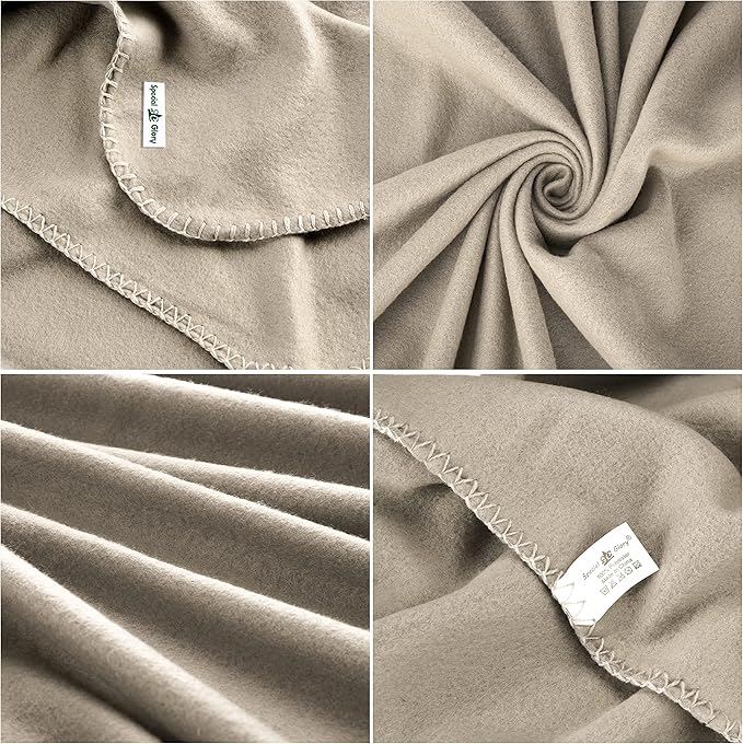 Special SG Glory Fleece Throw Blankets Bulk Fleece Blankets Solid Wholesale Lightweight Warm Soft for Pet Bed Sofa Couch Office Wedding Gifts Travel Seasons Beige and Black 50x60 Inches Pack of 6