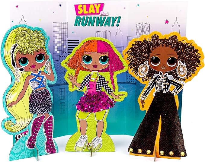 L.O.L. Surprise! LOL OMG Dress Up Studio by Horizon Group USA, Decorate 4 Dolls with Over 100 Accessories, DIY Fashion Craft Kit, Mix & Match Fabrics & Patterns, Use Gemstones, Stickers & More