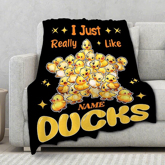 Costom Name Just Really Like Ducks Adult duck Blanket Kids Funny Blanket Suitable for Bedroom bed sofa Crib Couch Chair outdoor All Season Items That Yellow Duck Lovers Will Love 50"x40"for Kid