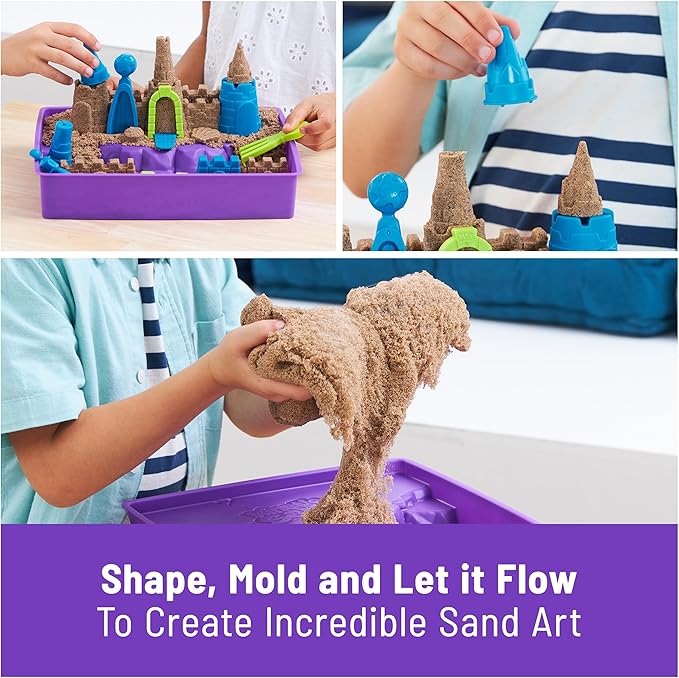 Kinetic Sand, Deluxe Beach Castle Playset with 2.5lbs Play Sand, Tools & Molds, Sensory Toys for Kids Ages 5 and up