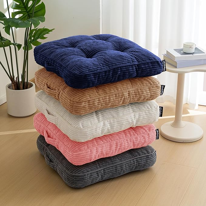 Washable Floor Pillow Cushion for Adults, Meditation Cushion Pillow, Large Square Floor Sitting, Removable Tufted Corduroy Cover, for Tatami Living Room or Yoga, 22x22 Inch, 2Pack, Machine Washable