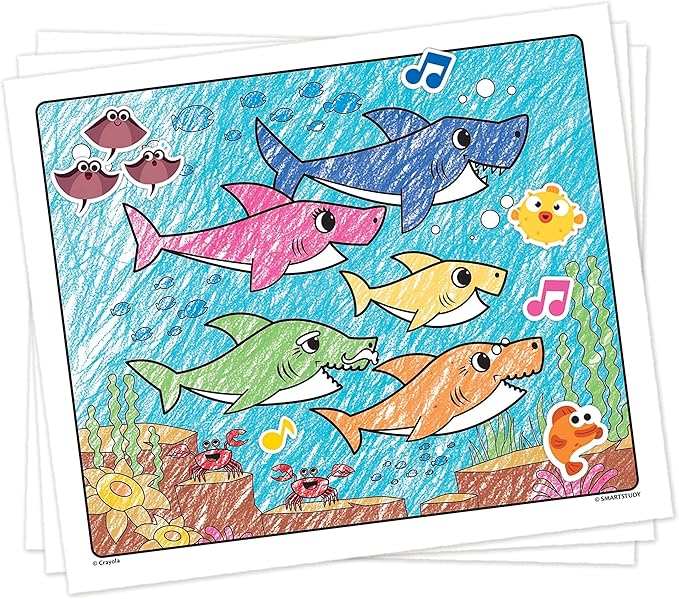 Crayola Baby Shark Coloring Pages and Stickers, Gift for Kids, Ages 3, 4, 5, 6 Color & Sticker