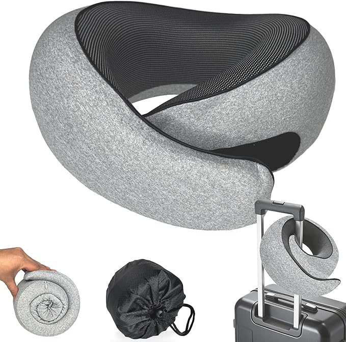 BOLEISE Travel Pillow, Neck Pillow for Airplane, Ergonomic Travel Neck Pillow for Airplanes, Comfortable Flight Pillow for Travel, Long Flights & Sleeping