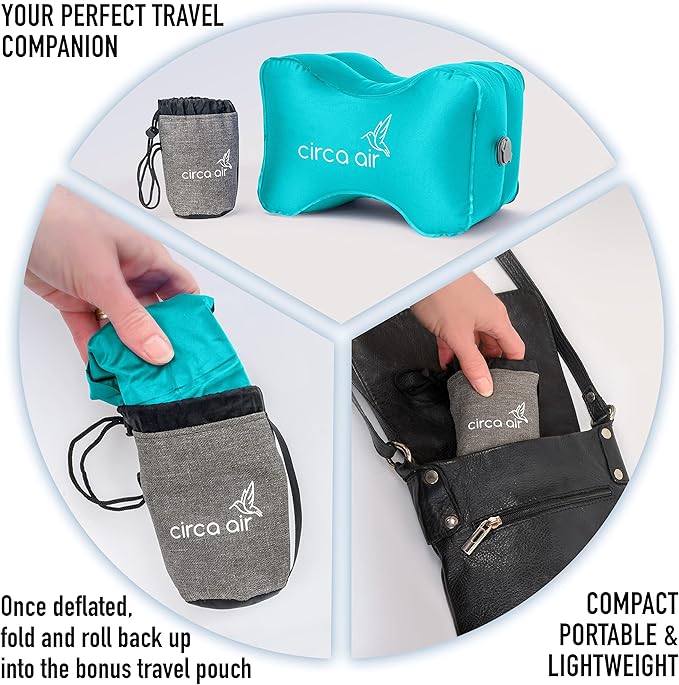 Circa Air Inflatable Knee Pillow for Side Sleepers - Orthopedic Knee Pillows for Sleeping, Sciatica Relief, Back Pain, Leg Pain, Hip or Joint Pain. Weighs Only 1.98 Oz Perfect for Travel/Home