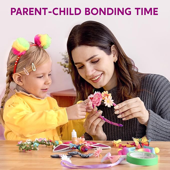 Klever Kits Headband Making Kit for Girls - Make Your Own Fashion Headbands - DIY Hair Accessories Set, DIY Arts and Crafts Gifts for 5 6 7+ Year Old