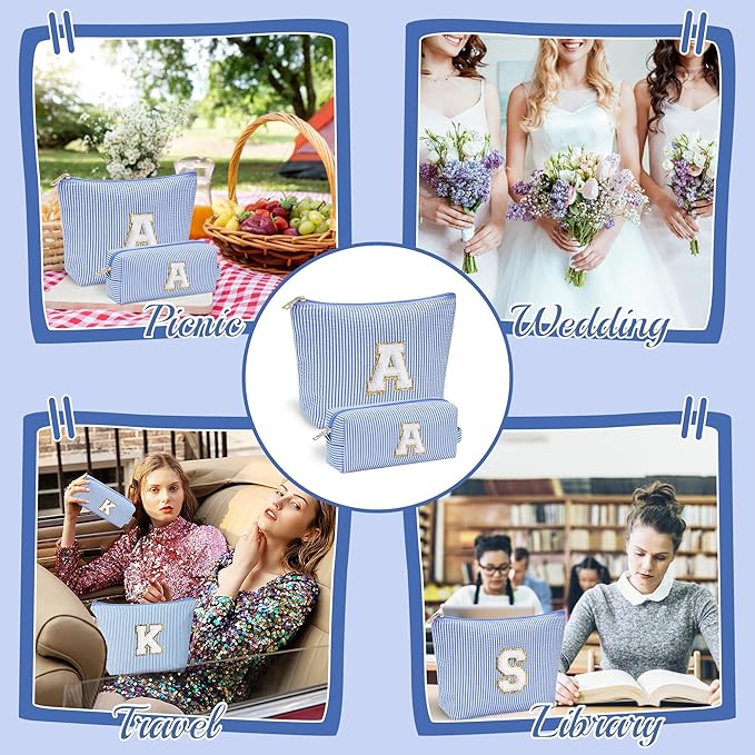 YOOLIFE Valentines Gifts for Teen Girls Kids | Cosmetic Bag | Travel Toiletry Bag | Gift for Teacher Teen Girls Girlfriend Bridal Shower | Birthday Gift for Kids | 15 14 13 Year Old Girl Gifts Blue A