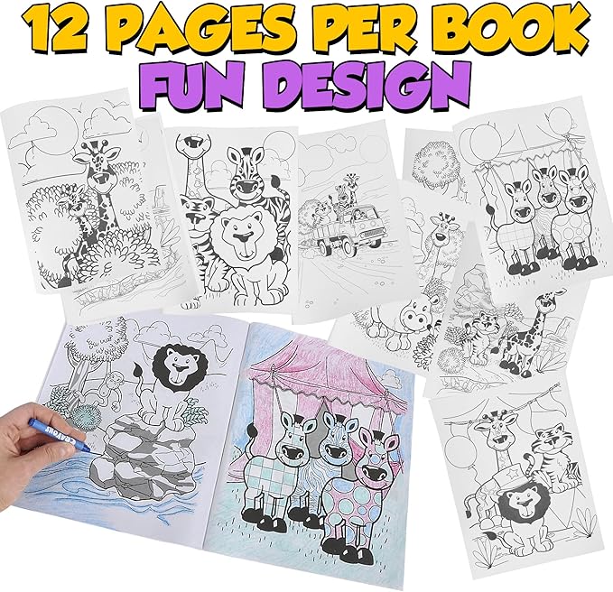 18Pcs Zoo Animal Coloring Books Bulk for Kids - 9"x11" Animal Party Favors with Jungle Safari Animals and Activity Sheets for Goodie Bags, Classrooms and Themed Birthday Supplies (Pack of 18)