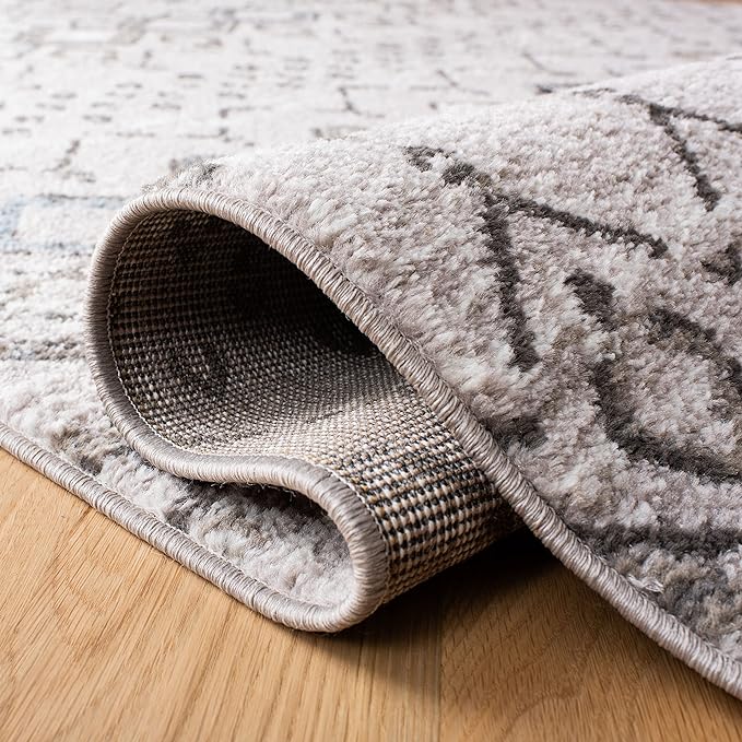 SAFAVIEH Amsterdam Collection Accent Rug - 3' x 5', Light Grey & Brown, Moroccan Boho Design, Non-Shedding & Easy Care, Ideal for High Traffic Areas in Entryway, Living Room, Bedroom (AMS108F)